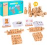 МОНТЕСОРИ, дървени кубчета с букви и цифри, снимка 1 - Образователни игри - 43323609