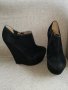 Черни велурени обувки на платформа, снимка 1 - Дамски обувки на ток - 37933562
