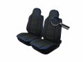  Комплект универсални калъфи тип масажор за предни седалки - черно със син конец - Еко Кожа и Тексти, снимка 2
