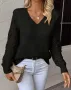 Дамски ежедневен пуловер с V-образно деколте и дълъг ръкав, 8цвята , снимка 4