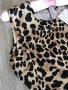 Нова разкроена рокля с леопардов принт, дължина до коляното, еластична, размер L, снимка 2