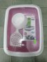 Малка Розова котешка тоалетна леген комплект с лопатка, паничка торбички съда , снимка 1 - За котки - 43655168