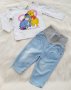 Летни дънки и блузка 3-6 месеца, снимка 1 - Комплекти за бебе - 28458433