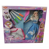 Комплект с кукла и чанта за оцветяване, с вълшебни маркери 5 броя, в кутия -6618, снимка 1 - Кукли - 34788384