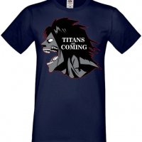 Дамска тениска Attack on Titan titans are comings,Анимация,игра,Празник,Повод., снимка 6 - Тениски - 37939089