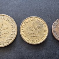 Монети . Германия. 1, 5 и 10 пфенига. 1950 година., снимка 6 - Нумизматика и бонистика - 38160577