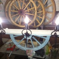 Лампа рафт-етажерща от колело на каруца, снимка 12 - Лампи за стена - 32540271
