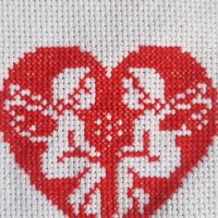 Сърце с ангели бродерия гоблен мартеници, снимка 3 - Гоблени - 38818512
