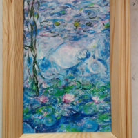 Картина с дървена рамка Водни лилии, снимка 1 - Картини - 36575871
