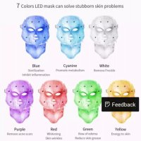 LED маска за лице и шия със 7 светлини, светлинна терапия за лице, снимка 5 - Козметични уреди - 36929486