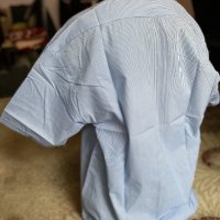 Синя мъжка риза с къс ръкав, снимка 8 - Ризи - 34914194