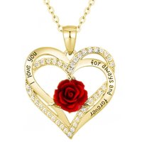 Колие с роза на любовта от медицинска стомана с 18к златно покритие, снимка 2 - Колиета, медальони, синджири - 43823172