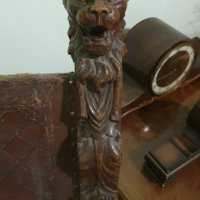 Масивен стар стол със орнаменти,глава и крака на лъв, снимка 5 - Столове - 39663658