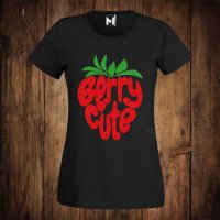 Дамска тениска с щампа ягода BERRY CUTE, снимка 1 - Тениски - 26514535
