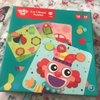 Tooky Toy - Детски образователен пъзел 4 в 1 - Цветове и форми, снимка 1 - Образователни игри - 43749884