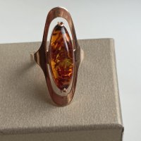 Златен руски пръстен с естествен кехлибар , снимка 8 - Пръстени - 43240994