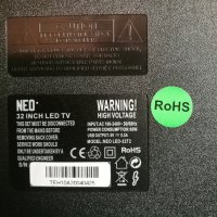 Продавам ТЕЛЕВИЗОР NEO LED-32T2 HD със счупена матрица, снимка 4 - Телевизори - 37401761