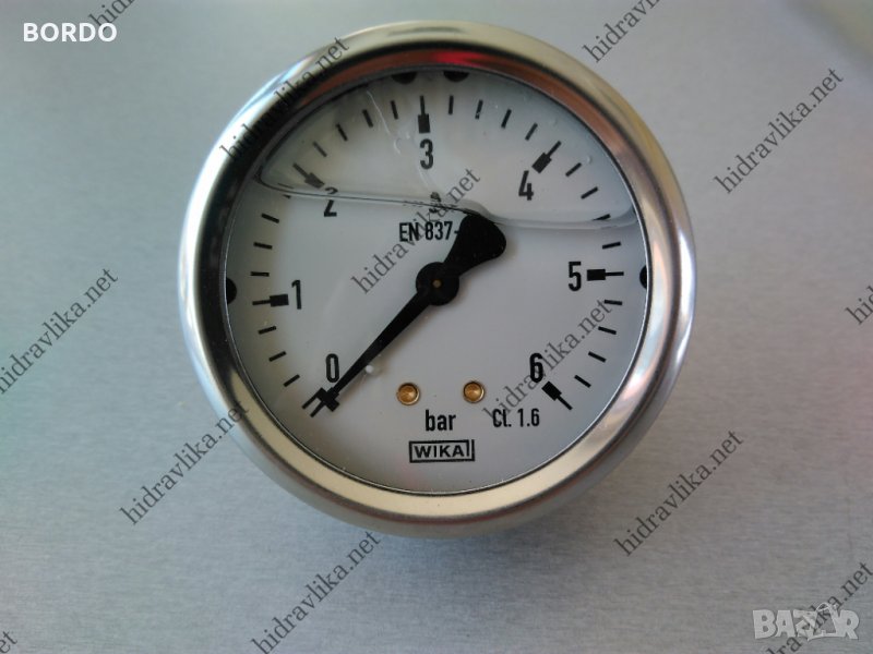 Манометър с глицерин WIKA - Ф63/0-6 bar (аксиален), снимка 1