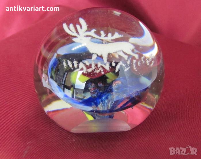 Старо Кристално Стъкло Преспапие, тежест за бюро, снимка 1