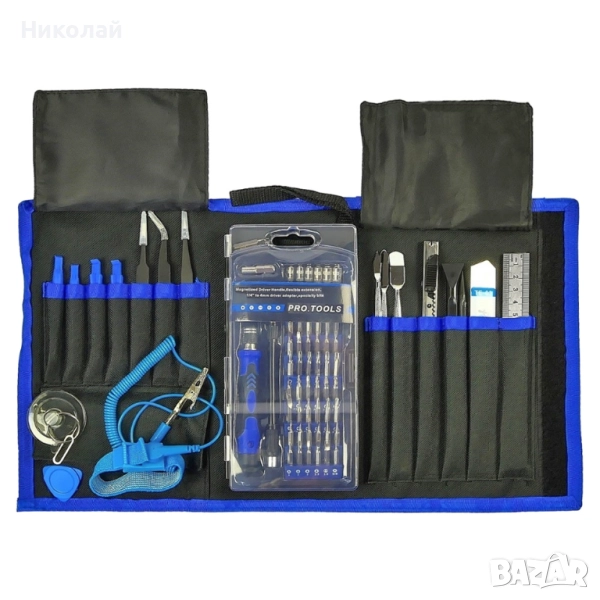 Комплект инструменти AIDA A-80in1, дръжка, 57 бита, 3 пинсети, SIM ключ, линийка, снимка 1