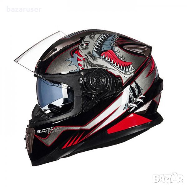 Каска за Мотор 999-2 Сиво /Червено 181596-999-2 BLD, снимка 1