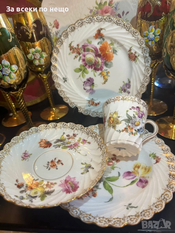 Circa 1894 наличие на няколко великолепни тройни сета съвместимост на чашката около 175 мл Код P1624, снимка 1