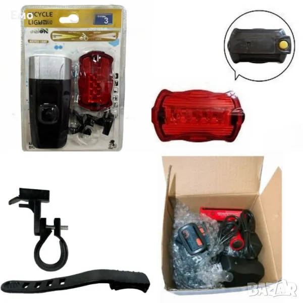 Фар и стоп, батерии и зарядно за тях - за велосипед, снимка 1