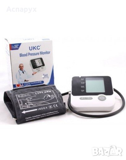 Апарат UKC за измерване на кръвно налягане с голям LCD дисплей, снимка 1