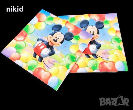 Мики Маус и балони 10 парти салфетки рожден ден, снимка 1