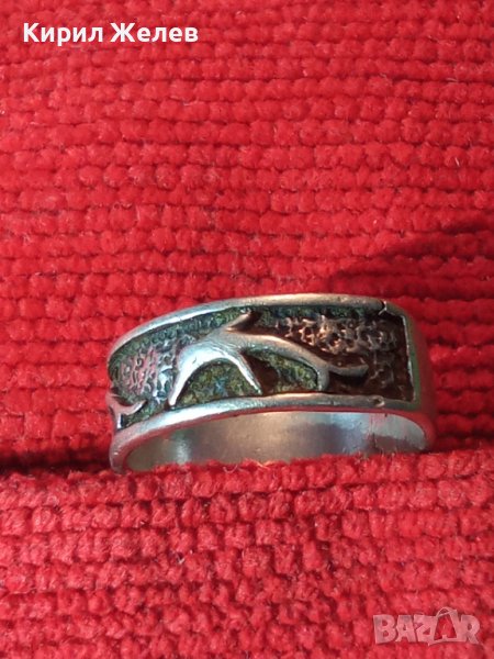 СРЕБЪРЕН ПРЪСТЕН с ДЕЛФИНИ АРТ ДИЗАЙН СРЕБРО 925 ОКСИДИРАН ТИП ХАЛКА 4083, снимка 1