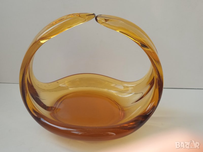 Арт Деко бонбониера /  купа от масивно цветно стъкло, снимка 1