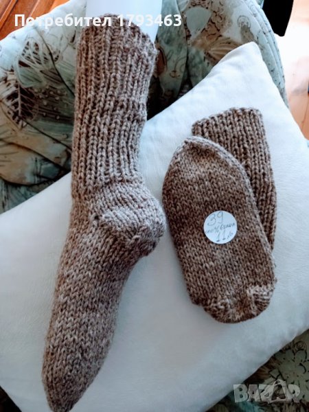 Ръчно плетени мъжки чорапи от вълна размер 39, снимка 1