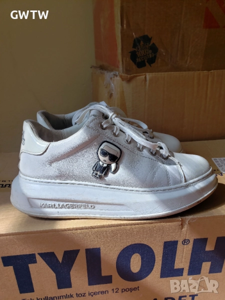 Karl LagKarl Lagerfeld бели кецове естествена кожаerfeld бели кецове, снимка 1