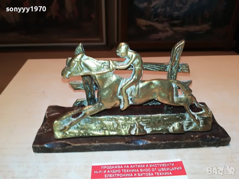 КОН С ЖОКЕИ-МЕД/МЕСИНГ САЛФЕТНИК-ВНОС АНГЛИЯ 1405222014, снимка 1