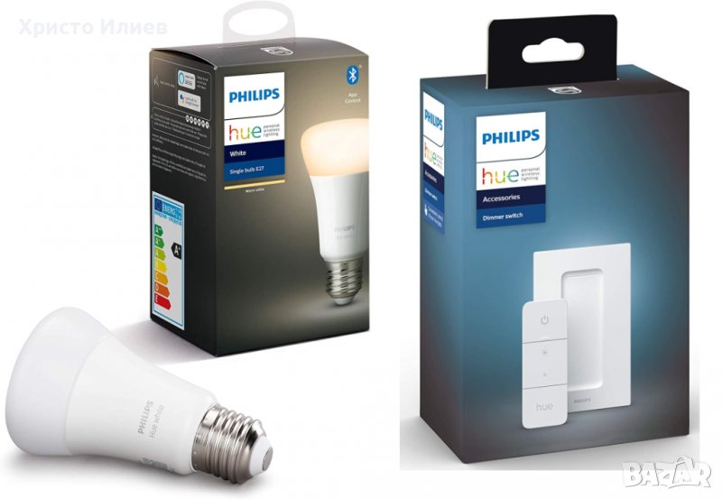 Philips Hue Smart LED Крушка Е27 Bluetooth 806lm Димер Превключвател, снимка 1