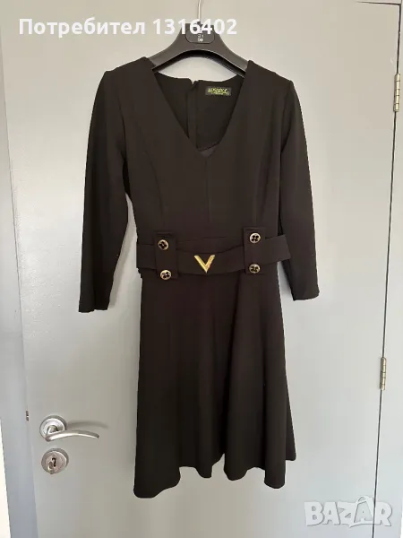Черна разкроена рокля размер XS/S, снимка 1