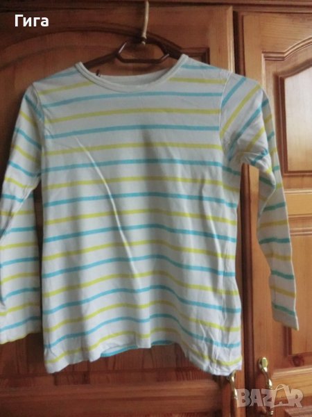 бяла блузка синьо и жълто райе, снимка 1