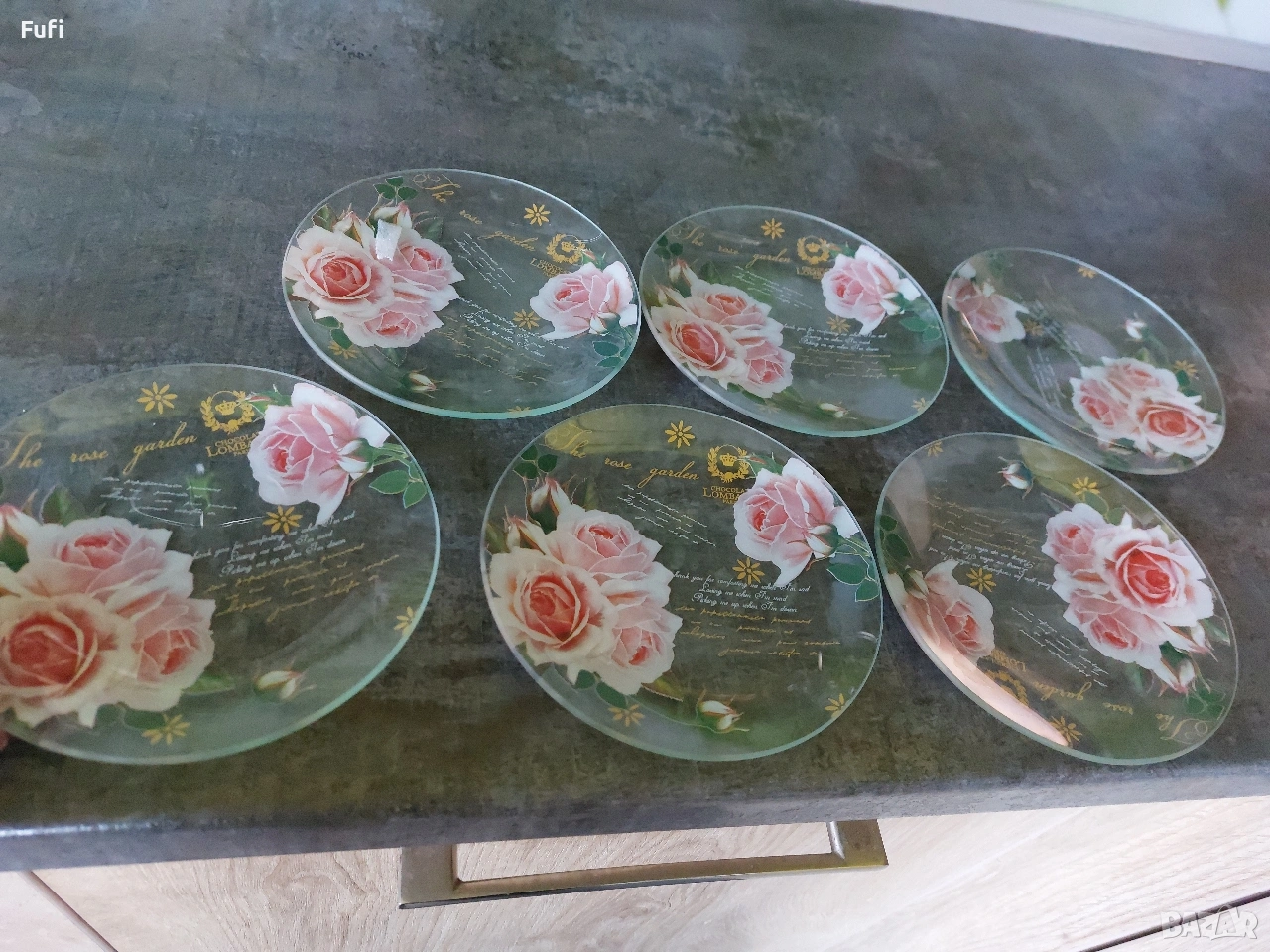 7 евро, за 6 броя нови чинии десертни, стъкло, с етикет , снимка 1