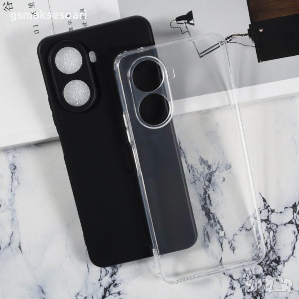 Huawei Nova 10 SE - Силиконов Прозрачен Черен Кейс Гръб 0.5MM, снимка 1