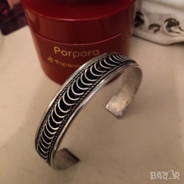 Стара масивна сребърна гривна ръчна изработка , снимка 1