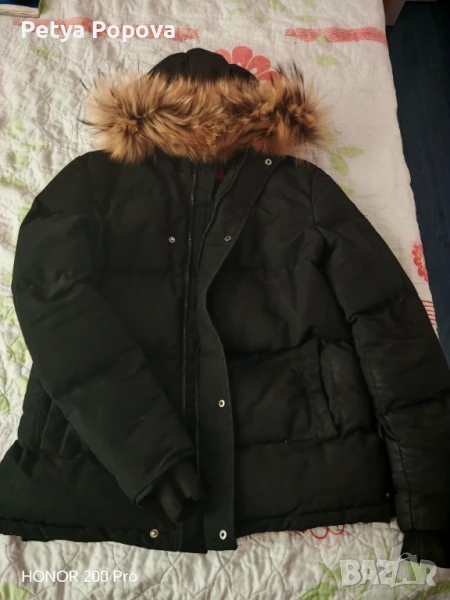 Зимно яке с естествен косъм на качулката за дете, снимка 1