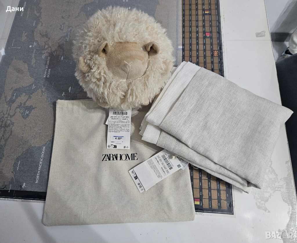 Продавам стопер за врата Овца + подарък ленена тишлайфер/покривка ЧИСТО НОВИ с етикетите от Zara Ho , снимка 1