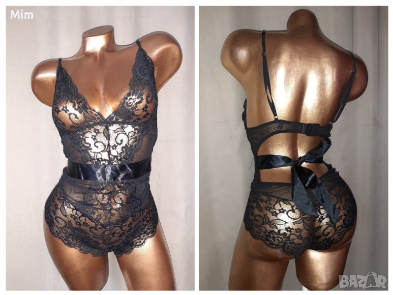 Avidlove L Черно еластично боди от дантела и тюл , снимка 1