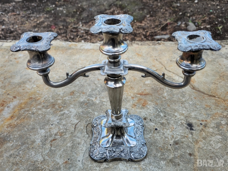 Посребрен Свещник тройка , снимка 1