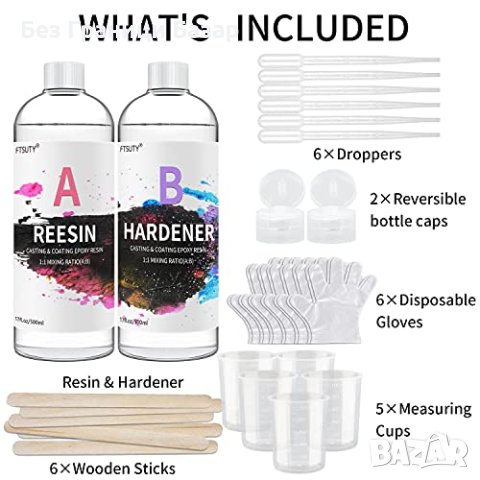 Нова Прозрачна Епоксидна Смола 1000ml Комплект за Бижута - Водоустойчива, снимка 3 - Други - 43421431
