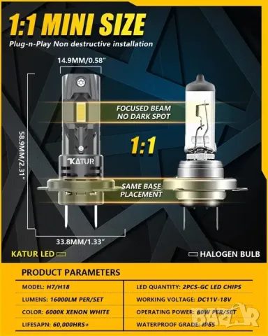 LED H7, H4, H1, Canbus | Лед крушки, гаранция 6 месеца, снимка 2 - Аксесоари и консумативи - 50113751