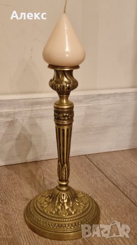 Масивен Френски свещник, месинг, маркиран, 910гр– Отличен!, снимка 2 - Антикварни и старинни предмети - 43147695