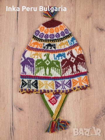 Автентична перуанска шапка модел Куско от овча вълна, снимка 7 - Шапки - 40190069