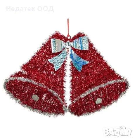 Коледна, украса, Камбанки, Червени, 33см