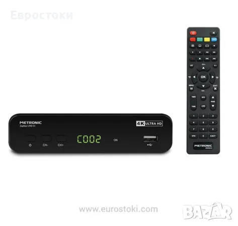 ТВ декодер METRONIC 441701, TNT декодер 4K Ultra HD UHD-S1 с USB порт. Този TNT UHD 4K декодер 